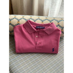 NWOT Ralph Lauren Pink Short Sleeve Polo Tee L with Purple Logo L